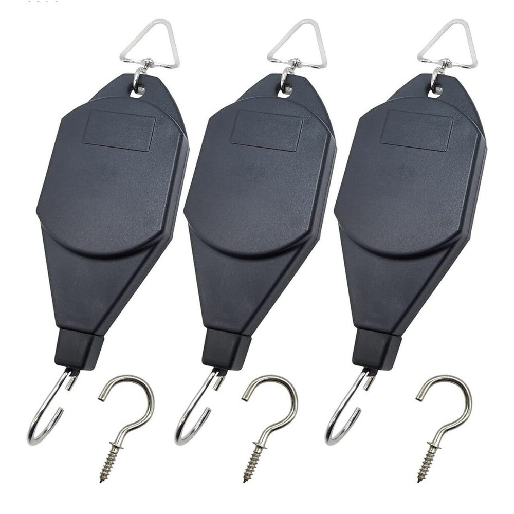 Retractable Plant Pulley Hangers 3-Pack with Hooks - Picture 4 of 8